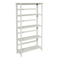 OSP Home Furnishings BKS275-WH Brookings 5 Shelf Bookcase in White Finish with Folding Assembly